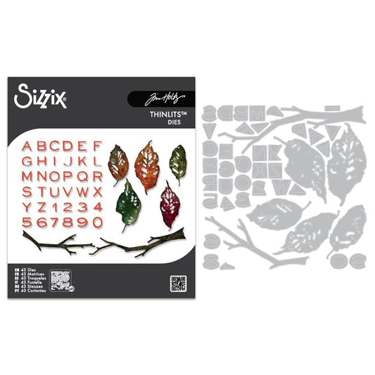 Sizzix Thinlits Die by Tim Holtz Vault Leaves + Sticks (43pcs)