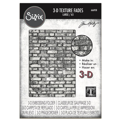 Sizzix 3-D Texture Fades Embossing Folder A5 by Tim Holtz Brickwork