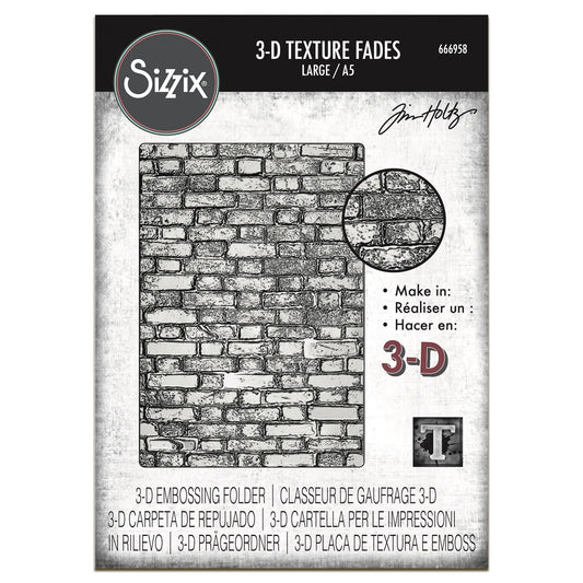 Sizzix 3-D Texture Fades Embossing Folder A5 by Tim Holtz Brickwork
