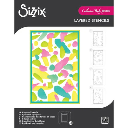 Sizzix A6 Layered Stencils 4PK Paper Scraps by Catherine Pooler