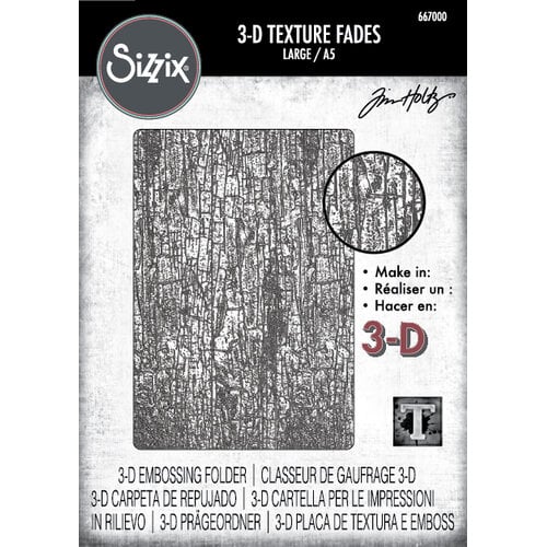 Sizzix 3-D Texture Fades A5 Embossing Folder - Cracked Large by Tim Holtz