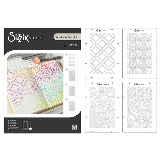 Sizzix • Layered Stencils 4pcs Backgrounds by  Willow Wolfe