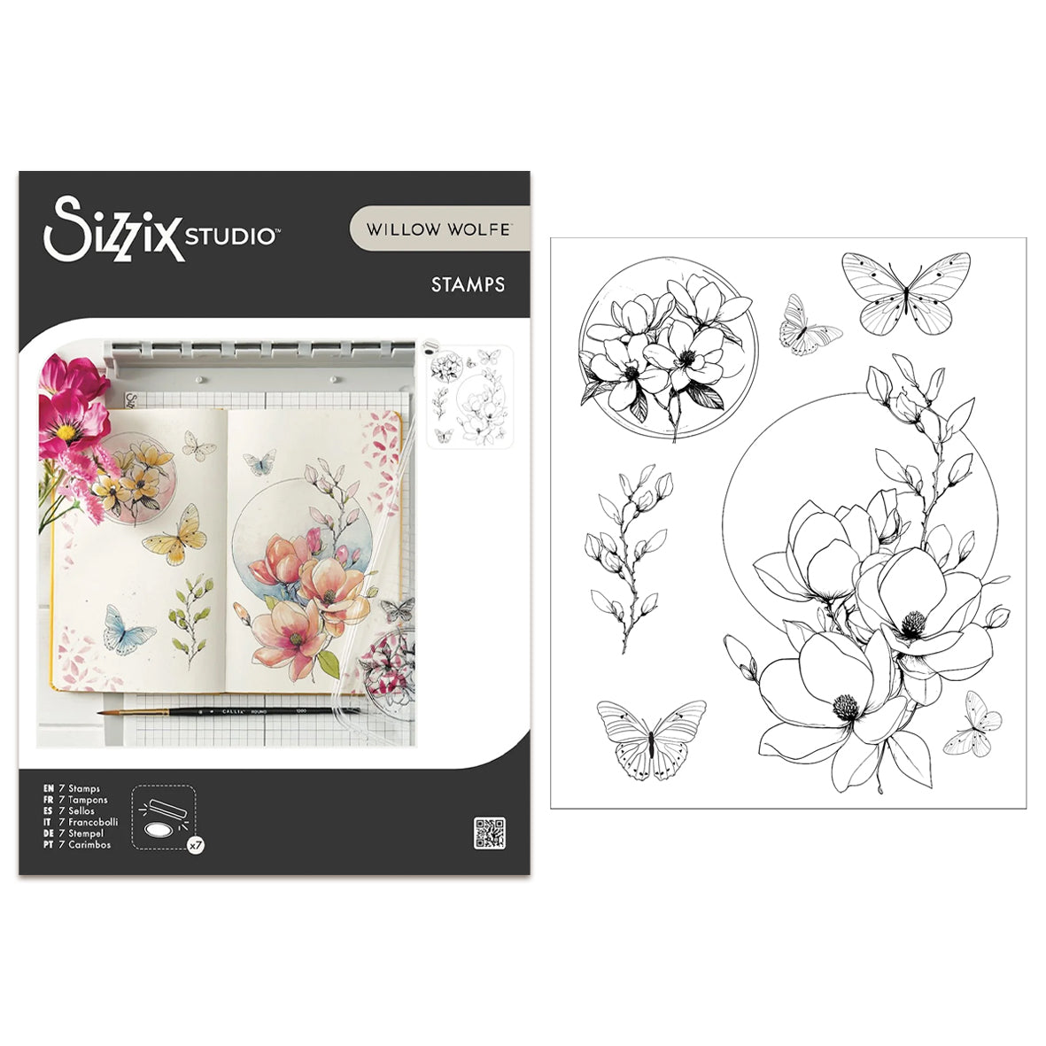 Sizzix • Clear Stamp Set 7pcs Magnolia by  Willow Wolfe