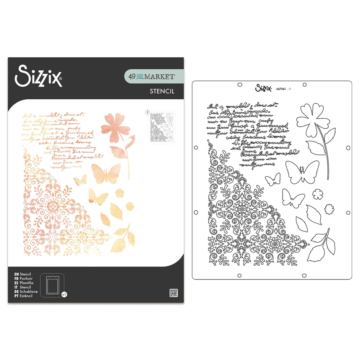 Sizzix • A4 Stencil 1pcs Petal Play by 49 &  Market