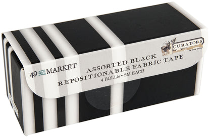 49 And Market Curators Fabric Tape Set 4 Rolls - All Black Assortment