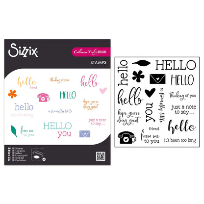 Sizzix Clear Stamps Print & Pattern Hello Sentiments (18pcs) by Catherine Pooler