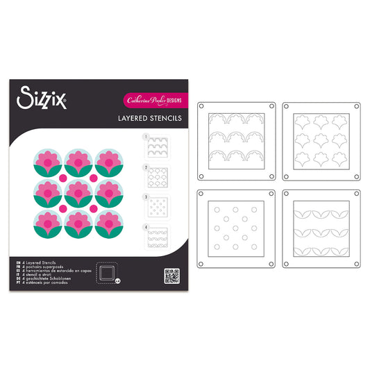 Sizzix Mini Layered Stencils Print & Pattern Daisy (4pcs) by Catherine Pooler