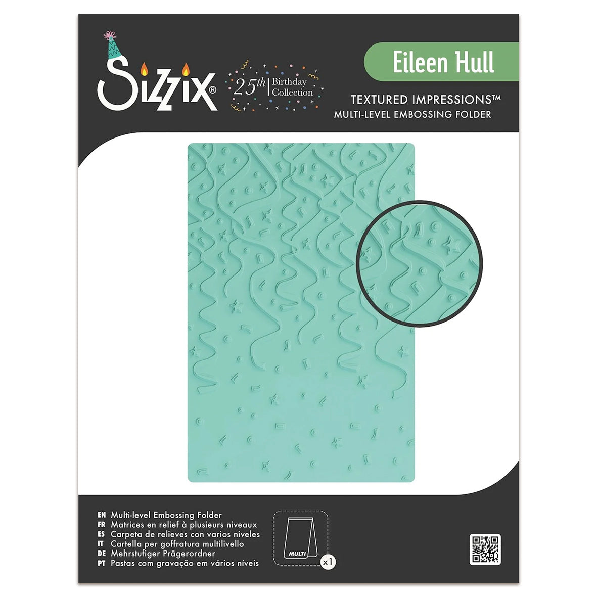 Sizzix Multi-Level Textured Impressions Embossing Folder - Party Time by Eileen Hull