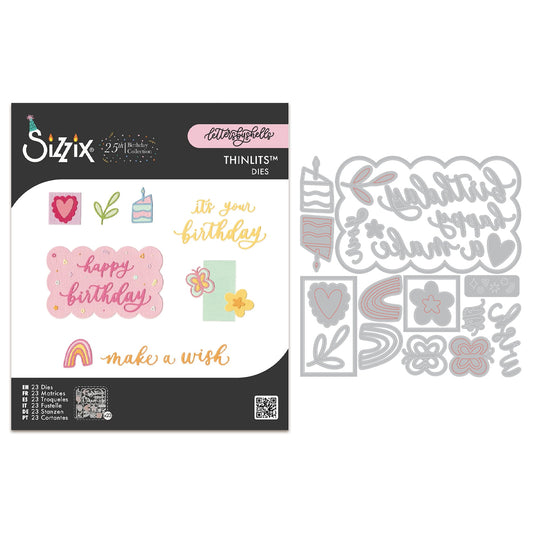 Sizzix Thinlits 23PK Die Set - Birthday Doodles by Letters by Shells