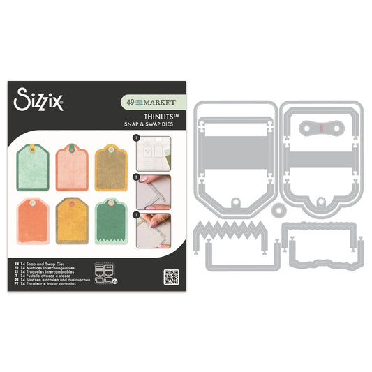 Sizzix Thinlits Die Set Snap and Swap Mini Tags (14pcs) by 49 and Market