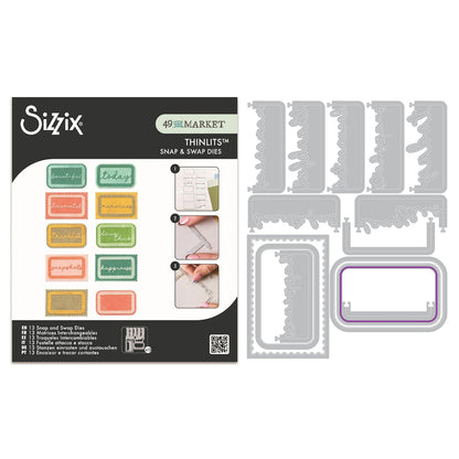 Sizzix Thinlits Die Set Snap and Swap Postage Label (13pcs) by 49 and Market