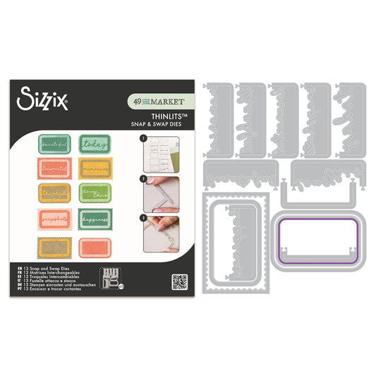 Sizzix Thinlits Die Set Snap and Swap Postage Label (13pcs) by 49 and Market