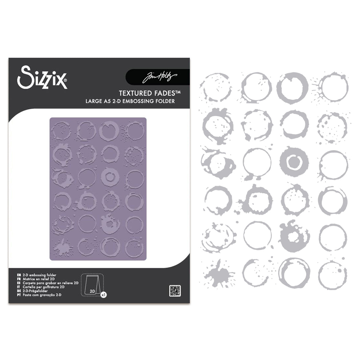 Sizzix 2D Texture Fades Embossing Folder Large A5 by Tim Holtz Vault Ringer