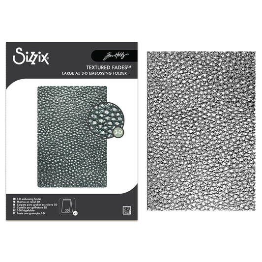 Sizzix 3D Texture Fades A5 Embossing Folder by Tim Holtz Cracked Leather ~ Ship from 30th Sept
