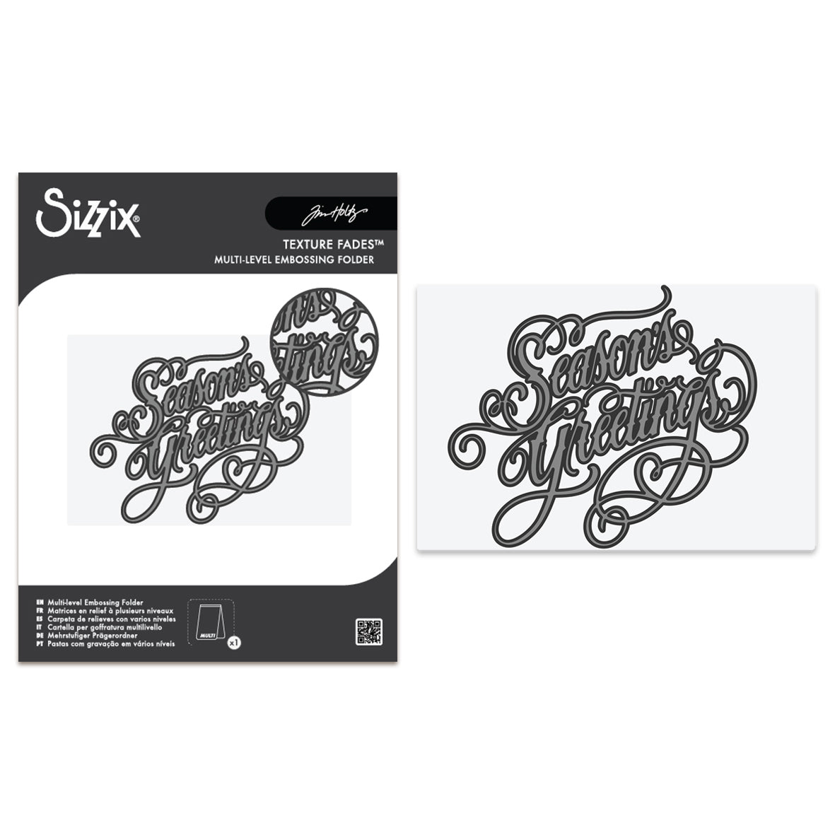 Sizzix Tim Holtz Multi Level Texture Fades A6 Embossing Folder - Vault Seasons Greetings