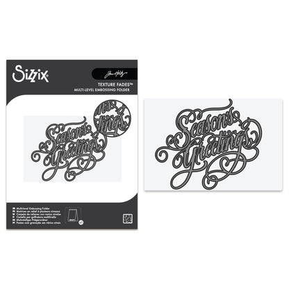 Sizzix Tim Holtz Multi Level Texture Fades A6 Embossing Folder - Vault Seasons Greetings