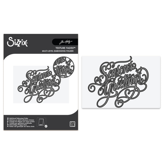 Sizzix Tim Holtz Multi Level Texture Fades A6 Embossing Folder - Vault Seasons Greetings