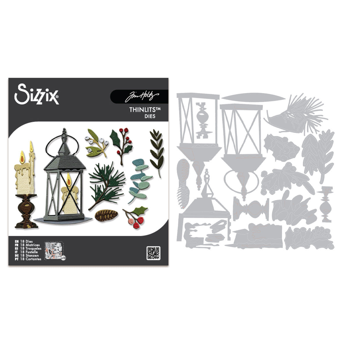 Sizzix Tim Holtz Thinlits Die Set 18PK - Vault Winter Candlelight