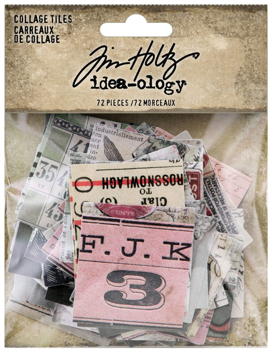 Idea-ology Tim Holtz Collage Tiles - 72 Pieces