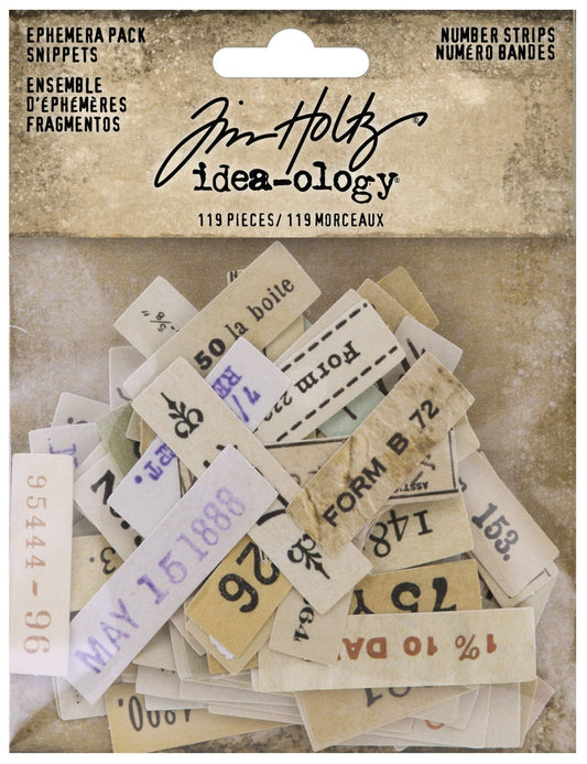 Idea-ology Tim Holtz Ephemera Snippets 119 Pcs - Number Strips