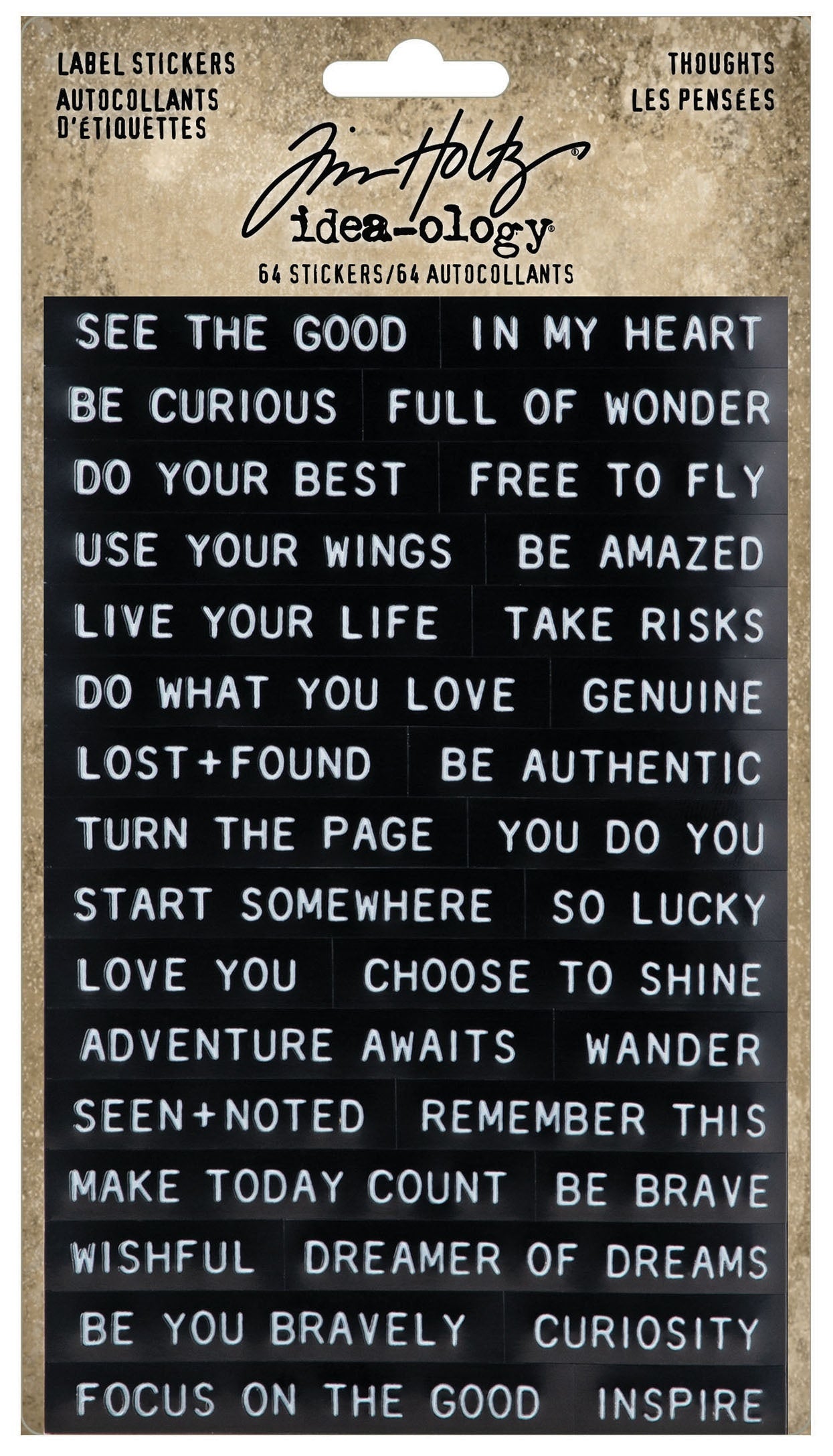 Idea-ology Tim Holtz Sentiments Label Stickers 64 Pcs - Thoughts