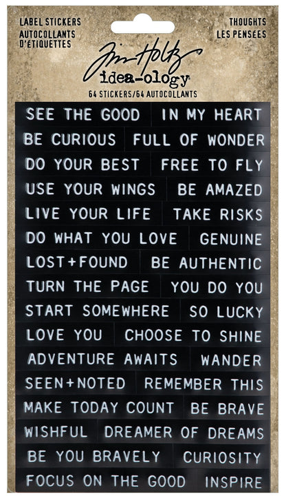 Idea-ology Tim Holtz Sentiments Label Stickers 64 Pcs - Thoughts