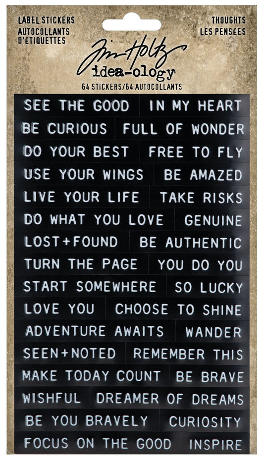 Idea-ology Tim Holtz Sentiments Label Stickers 64 Pcs - Thoughts
