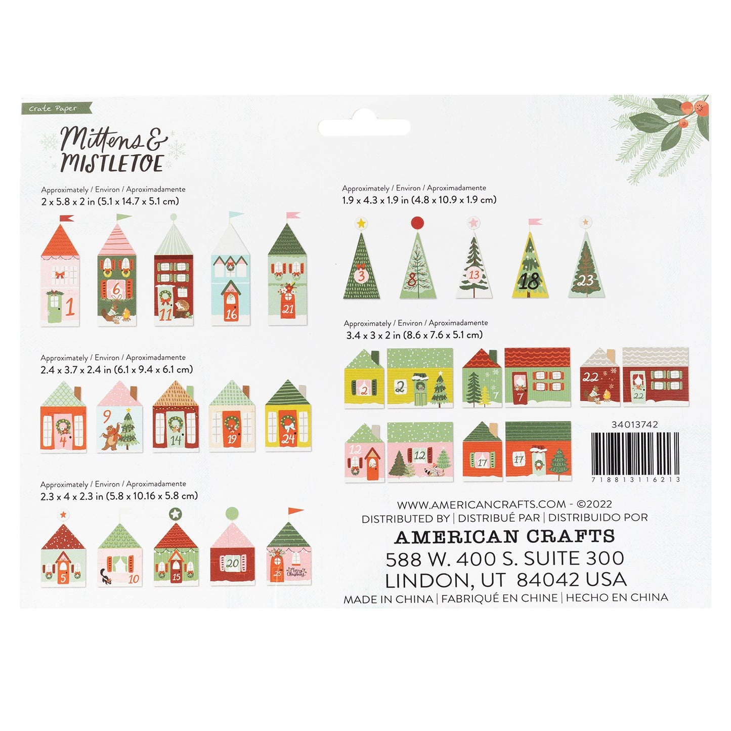 Mittens & Mistletoe Advent Calendar 40 Pcs - Makes 25 Houses
