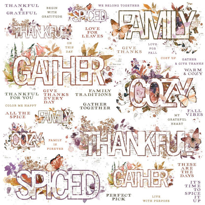 49 And Market ARToptions Plum Grove Rub-Ons 12"X12" 1 Sheet - Sentiments