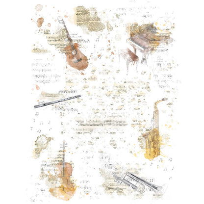 49 And Market Vintage Bits Essential Rub-Ons 6"X8" 2 Sheets - Music Blends