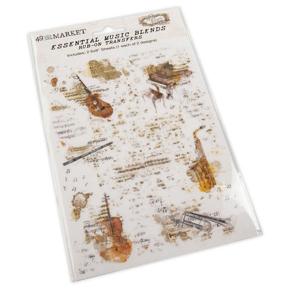 49 And Market Vintage Bits Essential Rub-Ons 6"X8" 2 Sheets - Music Blends