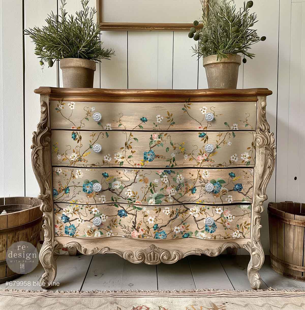 Re-design with Prima Blue Vine 24x35 Inch Decor Transfers