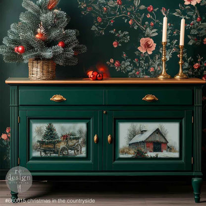 Re-design with Prima Christmas In The Countryside A3 Decoupage Fiber Pack (3pcs)