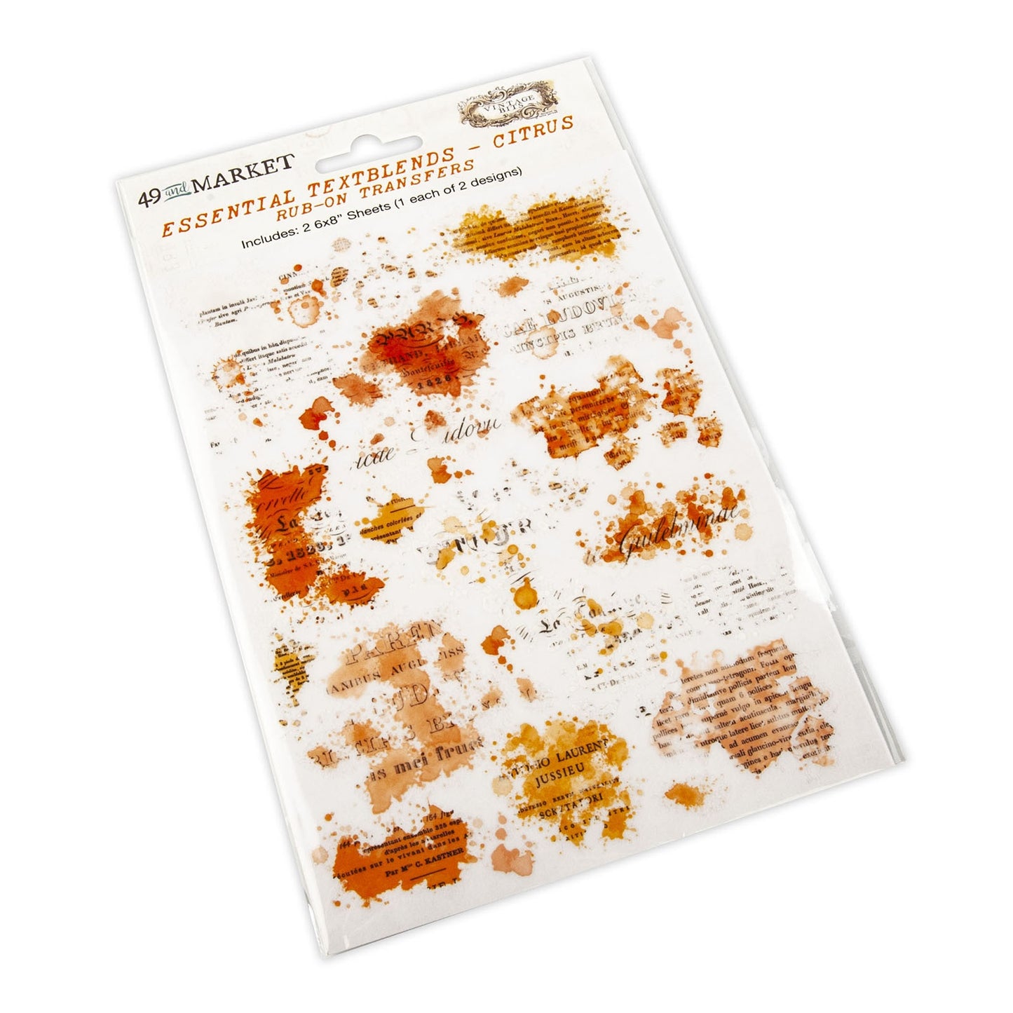 49 And Market Essential Textblends Rub-Ons 6"X8" 2 Pcs - Citrus