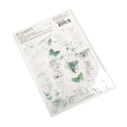 49 And Market Essential Textblends Rub-Ons 6"X8" 2 Pcs - Lagoon