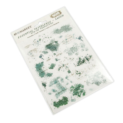 49 And Market Essential Textblends Rub-Ons 6"X8" 2 Pcs - Lagoon