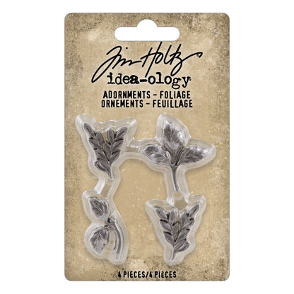 Idea-ology Tim Holtz Metal Adornments 4 Pcs - Foliage