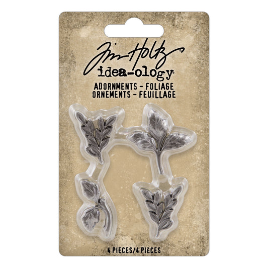 Idea-ology Tim Holtz Metal Adornments 4 Pcs - Foliage