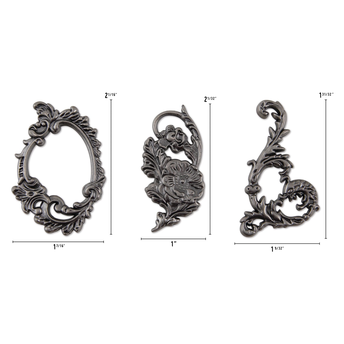 Idea-ology Tim Holtz Metal Adornments 3 Pcs - Ornate