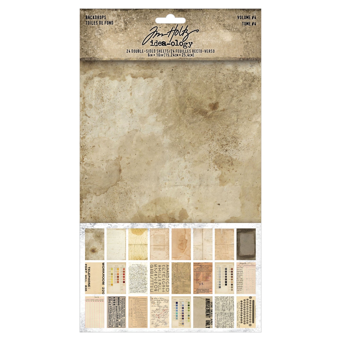 Idea-ology Tim Holtz Backdrops Double-sided Cardstock 6"x10" 24 Sheets - Volume #4