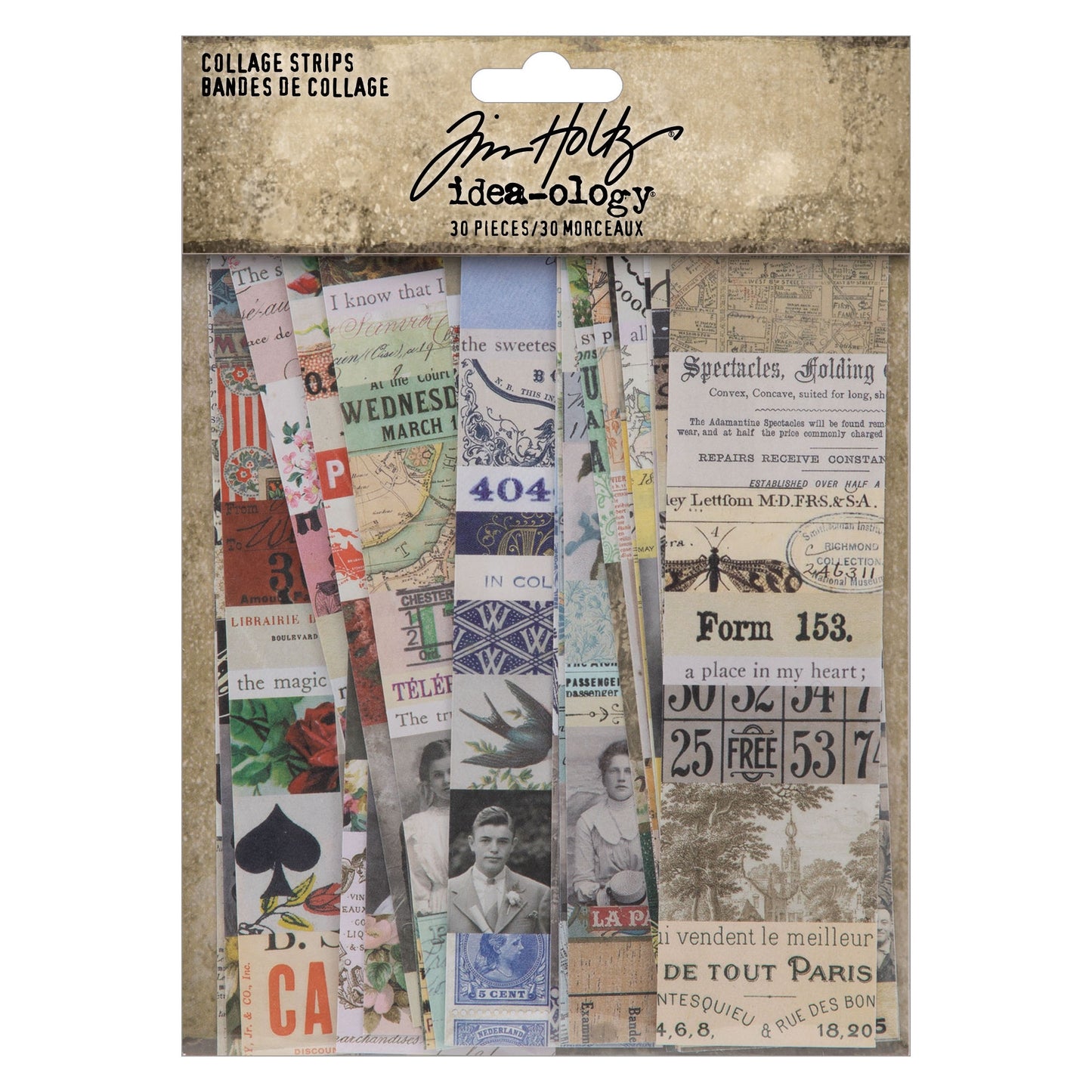 Idea-ology Tim Holtz Collage Strips 1.5"X6"-30 Pieces