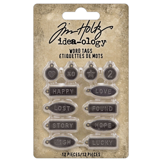 Idea-ology Tim Holtz Metal Word Tags - 12 Pcs