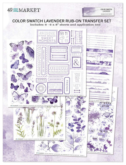 49 And Market Color Swatch: Lavender Rub-Ons 6"X8" - 6 Sheets
