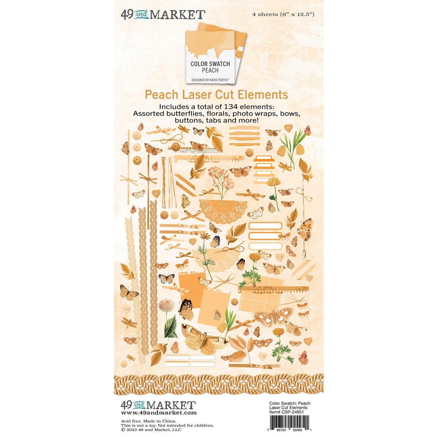 49 And Market Color Swatch: Peach Laser Cut Outs - Elements