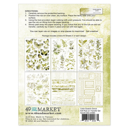 49 And Market Color Swatch: Grove Rub-Ons 6"x8" - 6 Pcs