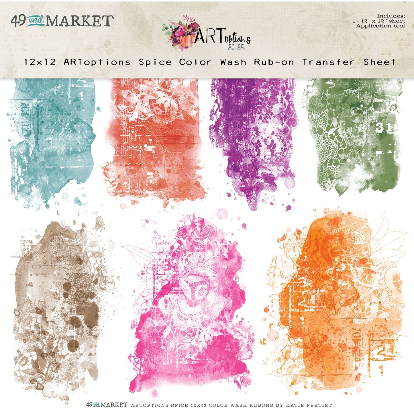 49 And Market ARToptions Spice Rub-Ons 12"X12" 1 Pc- Color Wash
