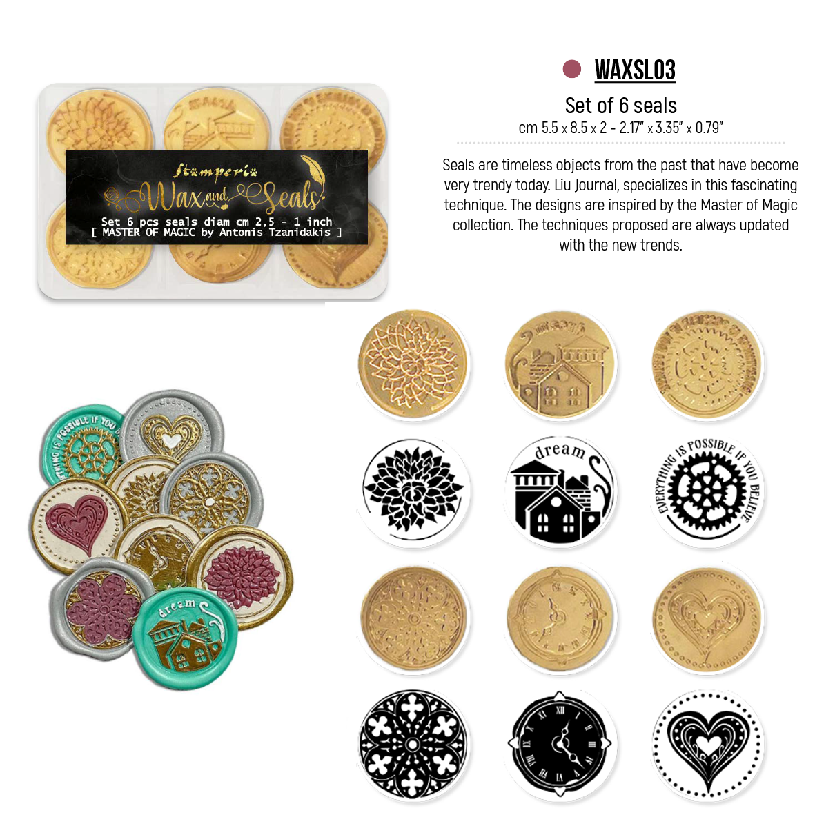 Stamperia Wax And Seals - Set 6 Seals - Stamperia Master of Magic