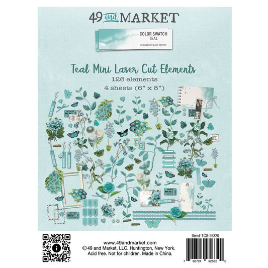 49 And Market Color Swatch: Teal Mini Laser Cut Outs - Elements