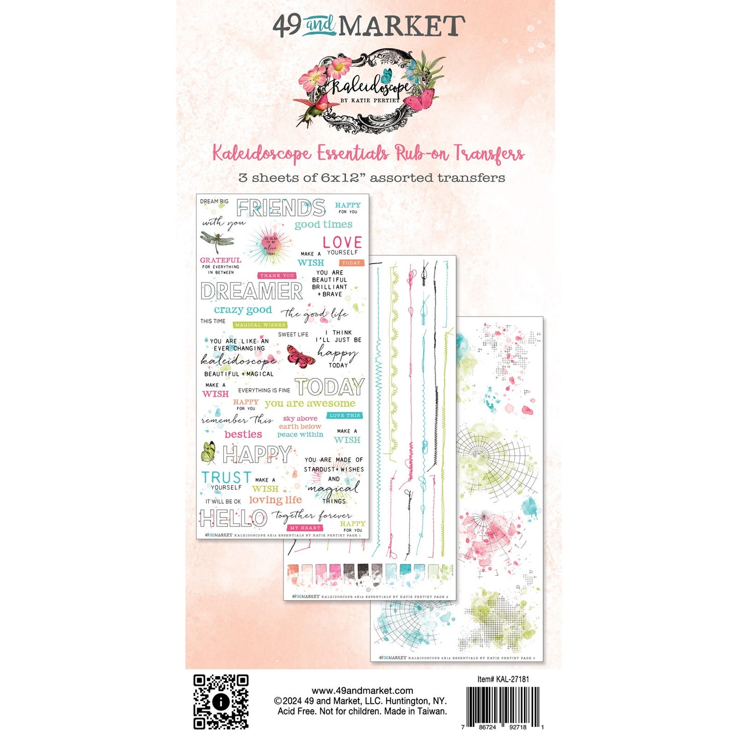 49 And Market Kaleidoscope Rub-On Transfer Set - Essentials