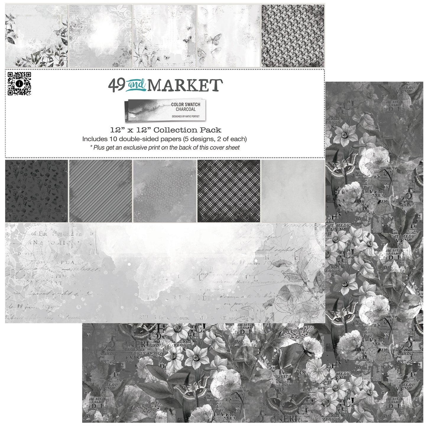 49 And Market Color Swatch: Charcoal Collection Pack 12"X12"